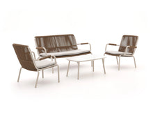 Load image into Gallery viewer, Chelsea rope outdoor sofa set 2+1+1 with black glass table – Outdoor Studio
