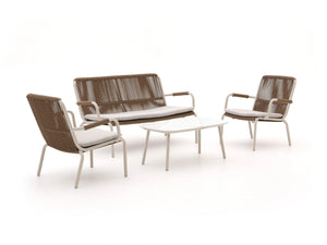 Chelsea rope outdoor sofa set 2+1+1 with black glass table – Outdoor Studio