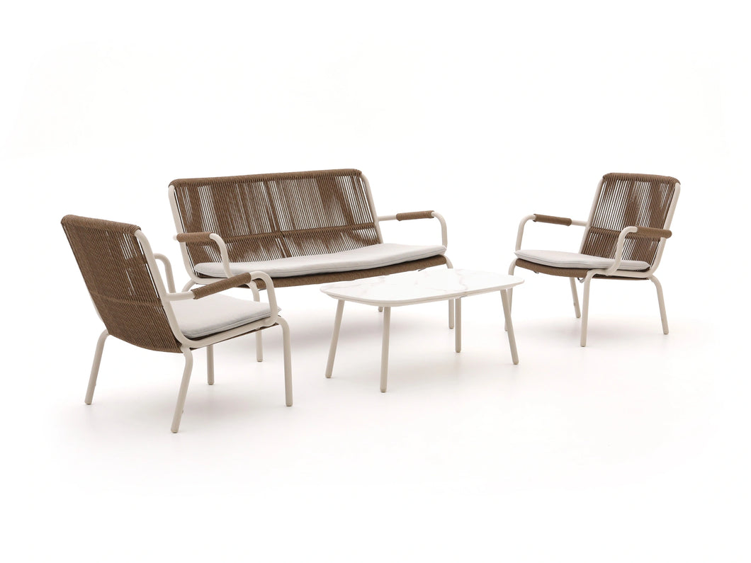 Chelsea rope outdoor sofa set 2+1+1 with black glass table – Outdoor Studio