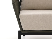 Load image into Gallery viewer, Close-up of beige weatherproof cushion fabric on outdoor sofa set