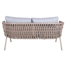 Load image into Gallery viewer, Full back profile of Eden 2-seater rope sofa showing handwoven outdoor weave pattern