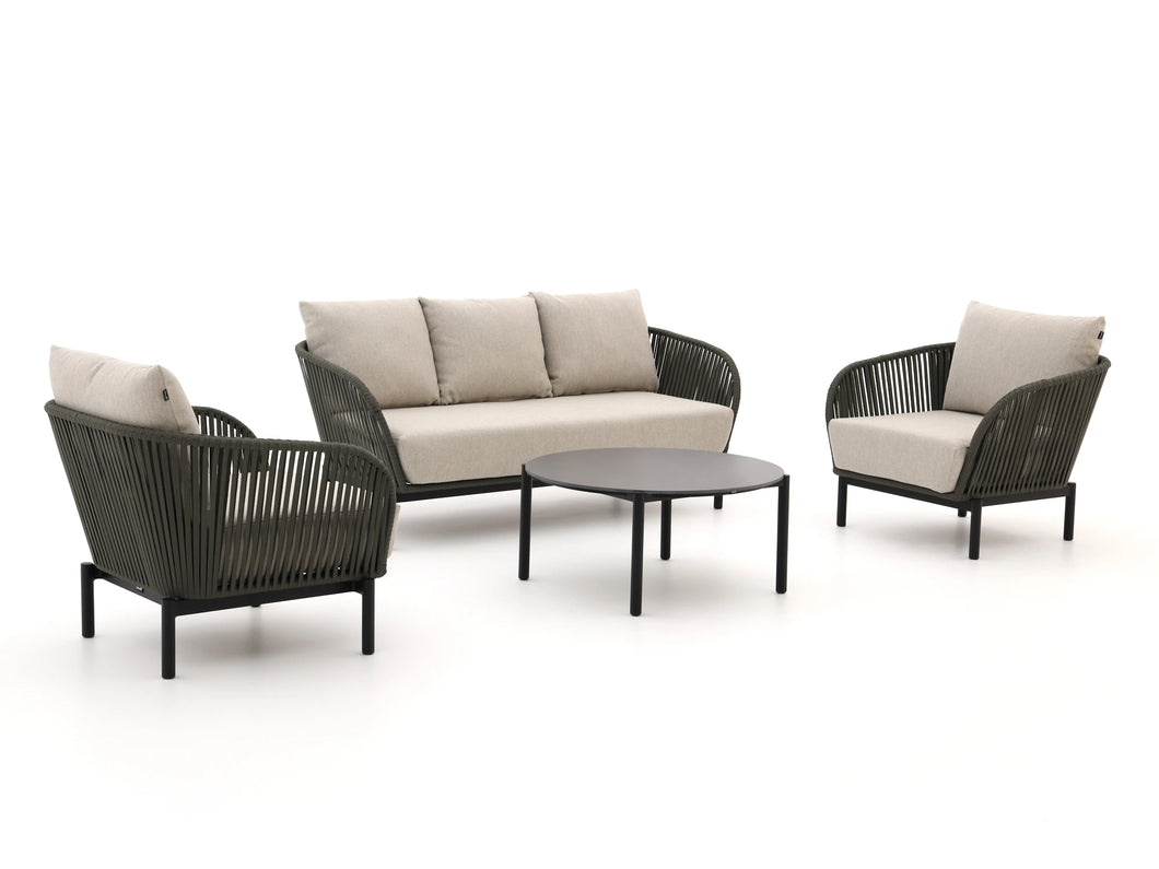 Elara Grande 4-piece outdoor sofa set by Outdoor Studio with 3-seater, 2 chairs and round table