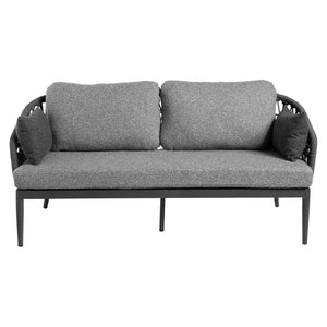 Front view of Florence 2-seater rope sofa set with removable weather-resistant cushions