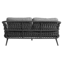 Load image into Gallery viewer, Backside of Florence 2-seater outdoor rope sofa with premium weave and cushion