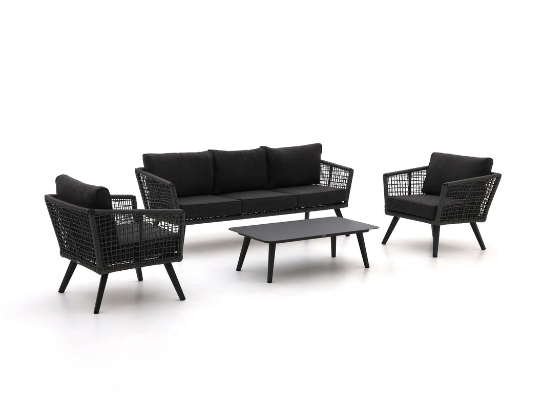 Full view of Kensington rope outdoor sofa set with center table by Outdoor Studio